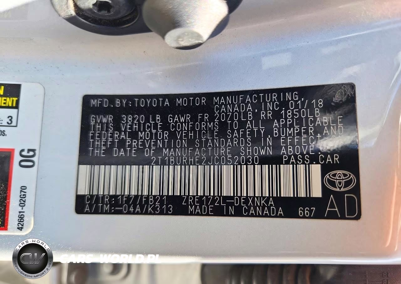 2018 Toyota Corolla Le VIN:2T1BURHE2JC052030 - 12