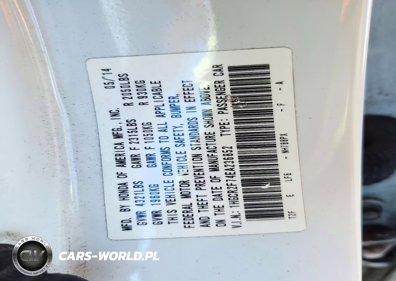 2014 Honda Accord Ex VIN:1HGCR2F74EA236852 - 12