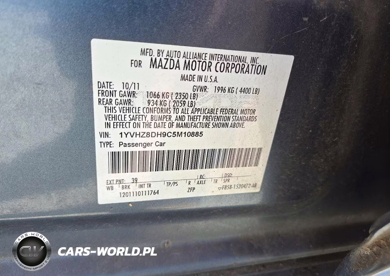 2012 Mazda 6 I VIN:1YVHZ8DH9C5M10885 - 12