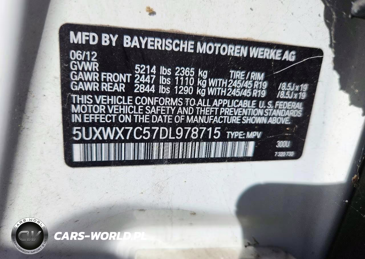2013 BMW X3 xDrive35I VIN:5UXWX7C57DL978715 - 12
