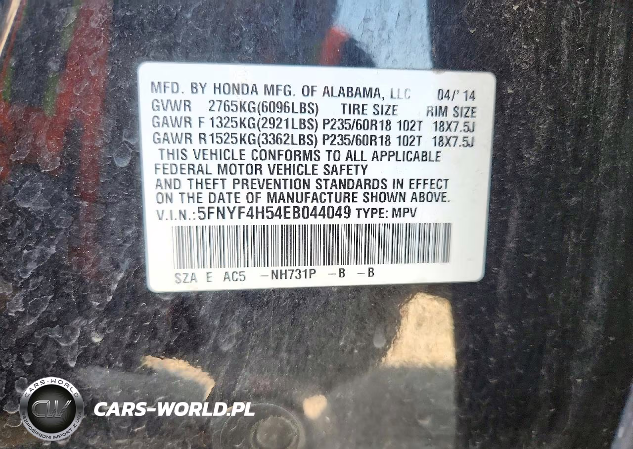 2014 Honda Pilot Exl VIN:5FNYF4H54EB044049 - 12