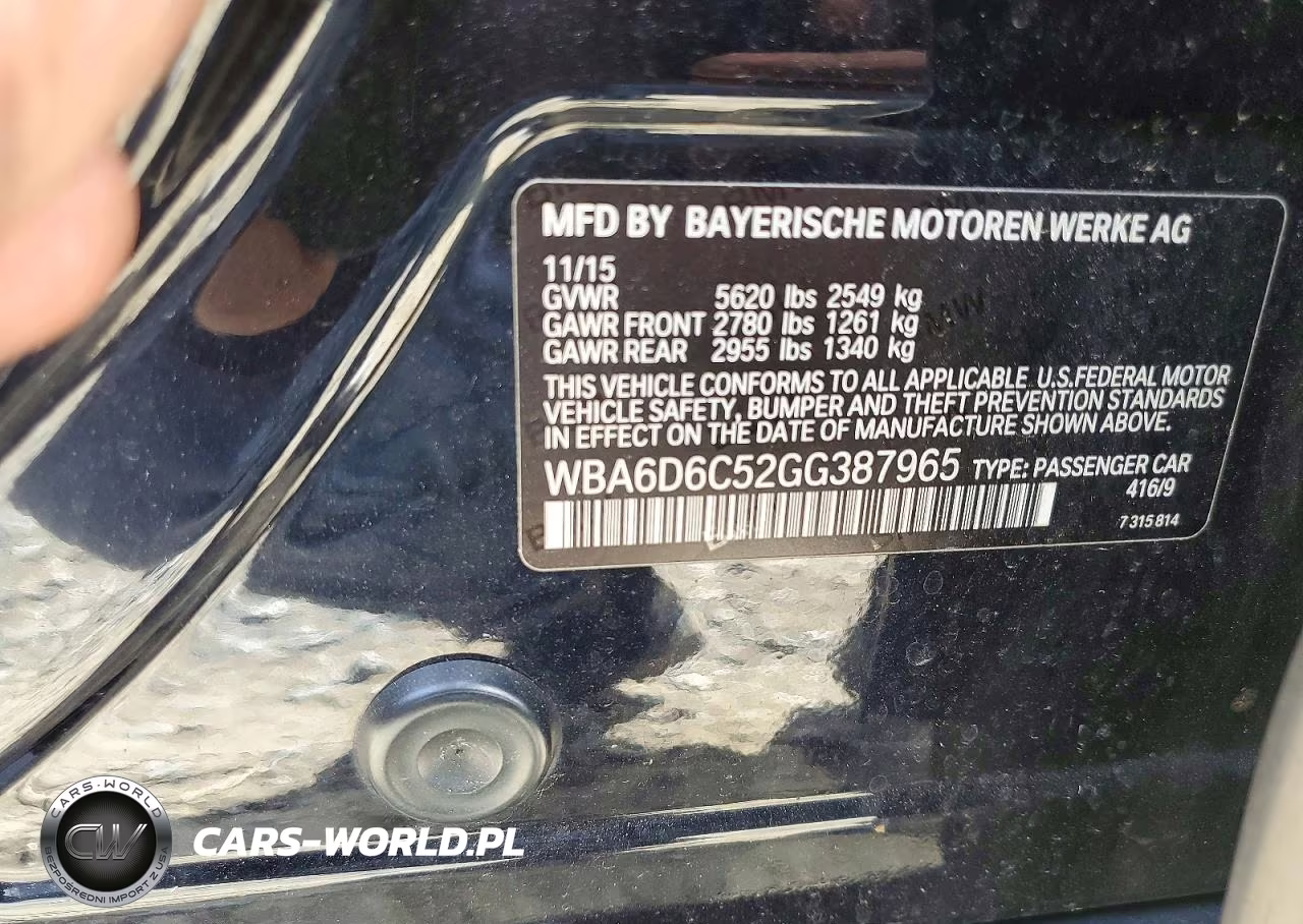 2016 BMW 650 Xi Gran Coupe VIN:WBA6D6C52GG387965 - 12