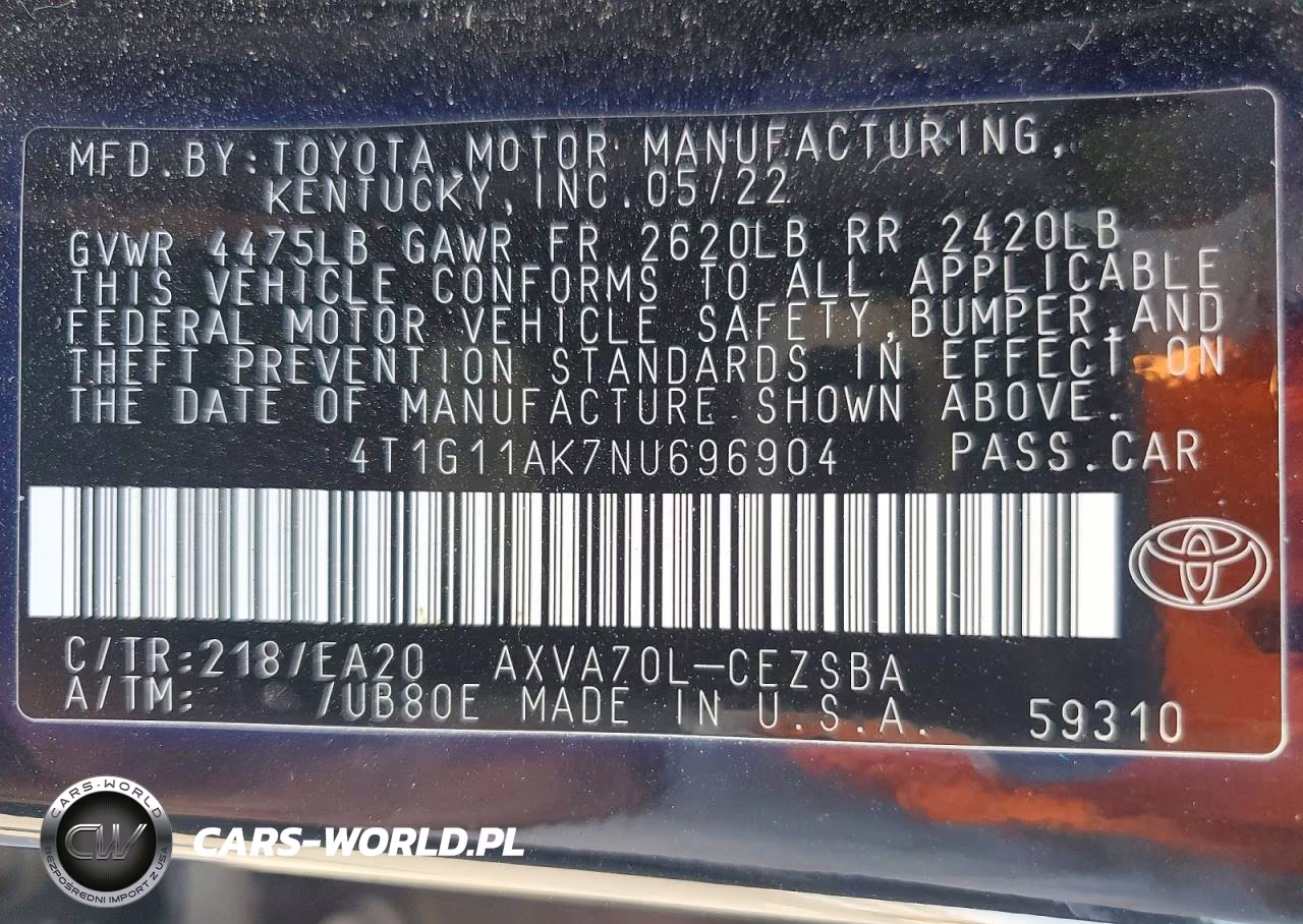 2022 Toyota Camry Se VIN:4T1G11AK7NU696904 - 13
