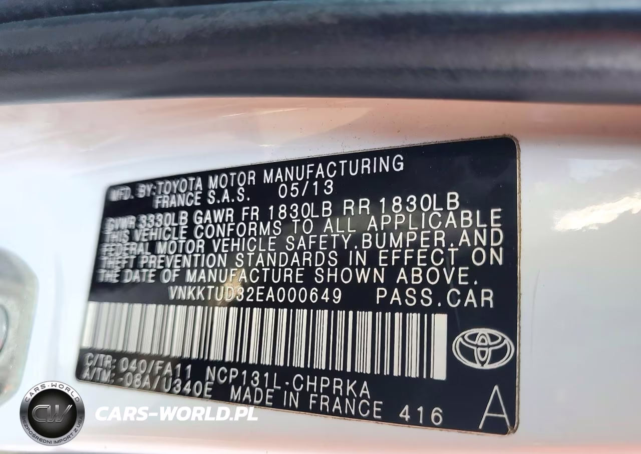 2014 Toyota Yaris 5-Door Le VIN:VNKKTUD32EA000649 - 12