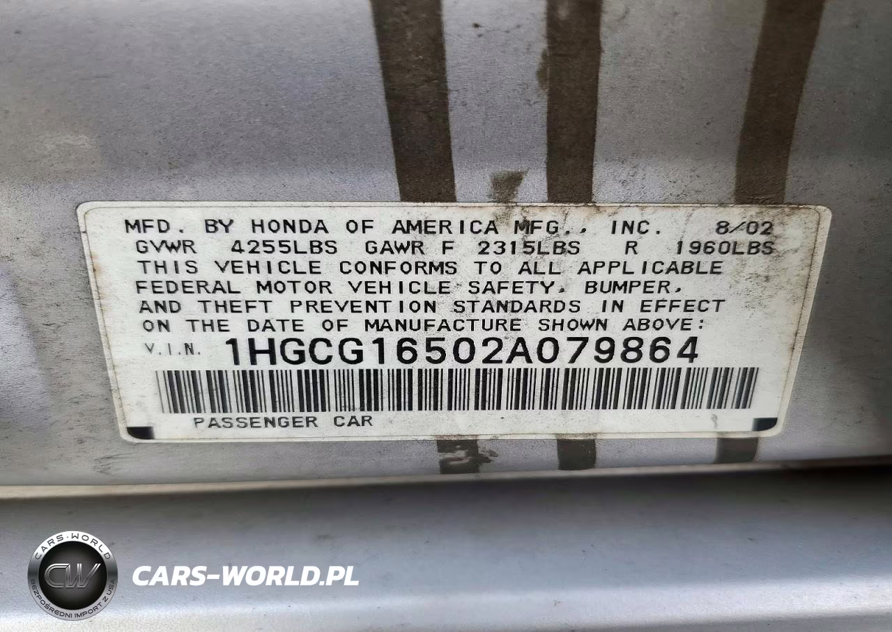2002 Honda Accord Ex VIN:1HGCG16502A079864 - 13