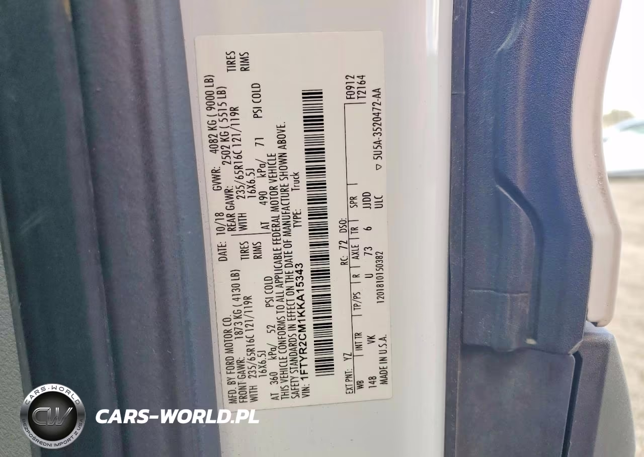 2019 Ford Transit T-250 Delivery Van VIN:1FTYR2CM1KKA15343 - 13