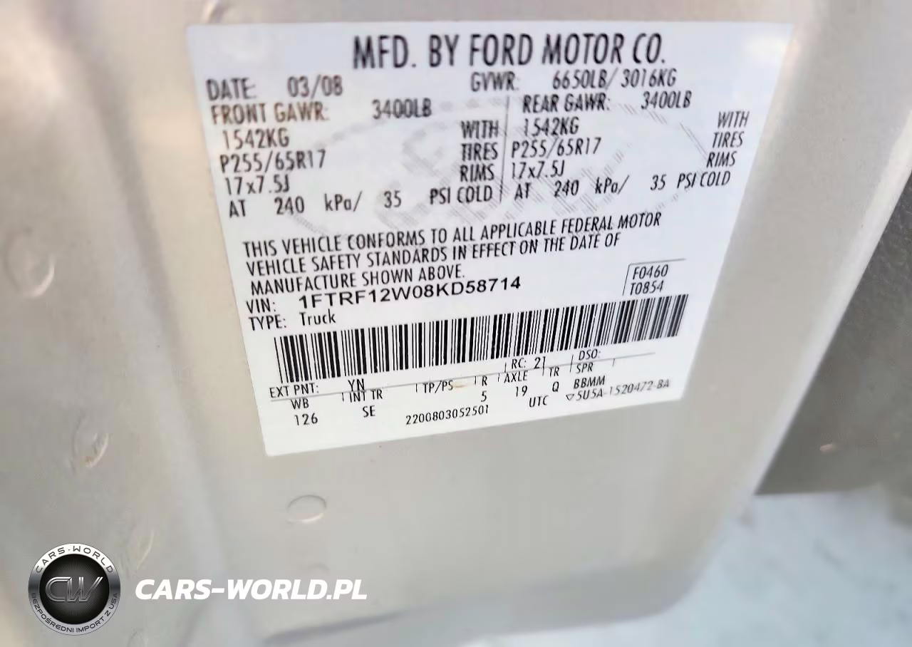 2008 Ford F150 VIN:1FTRF12W08KD58714 - 12