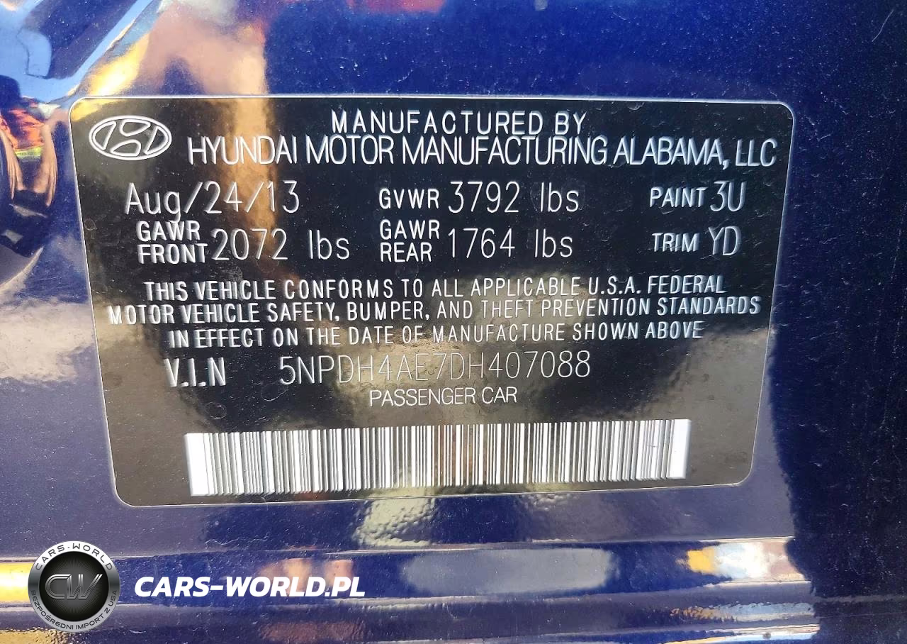 2013 Hyundai Elantra Gls VIN:5NPDH4AE7DH407088 - 12