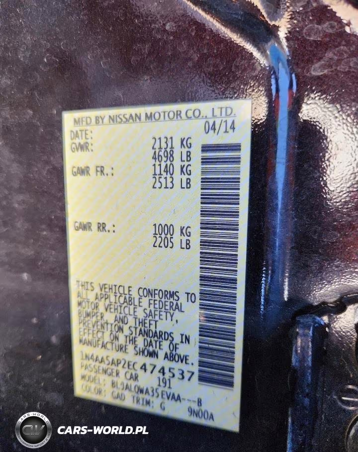 2014 Nissan Maxima 3.5 S VIN:1N4AA5AP2EC474537 - 12