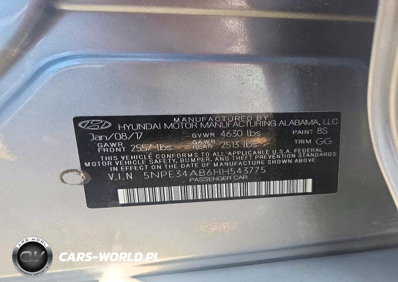 2017 Hyundai Sonata Sport 2.0T VIN:5NPE34AB6HH543775 - 12