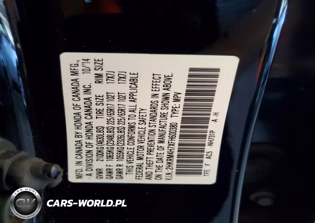 2015 Honda Cr-V Exl VIN:2HKRM4H7XFH600380 - 13