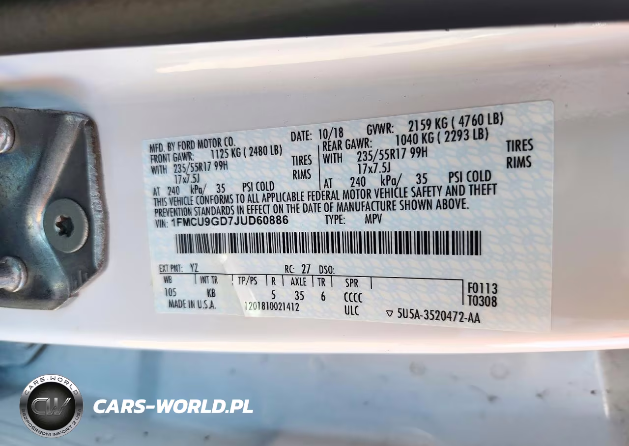 2018 Ford Escape Se VIN:1FMCU9GD7JUD60886 - 13