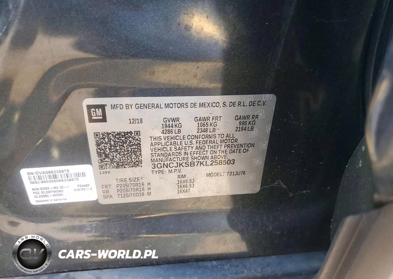 2019 Chevrolet Trax Ls VIN:3GNCJKSB7KL258503 - 12
