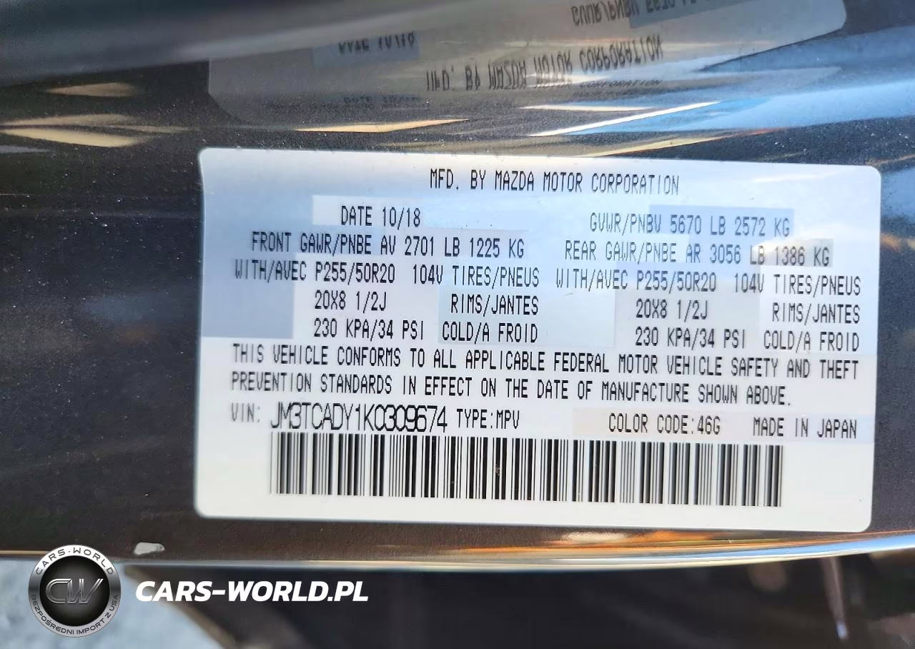 2019 Mazda Cx-9 Grand Touring VIN:JM3TCADY1K0309674 - 13