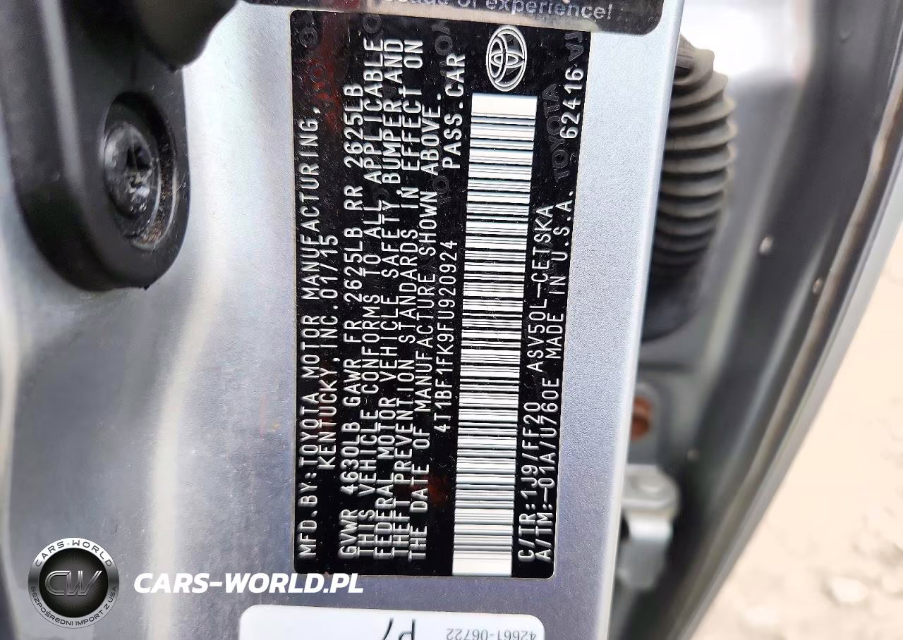 2015 Toyota Camry Se VIN:4T1BF1FK9FU920924 - 12