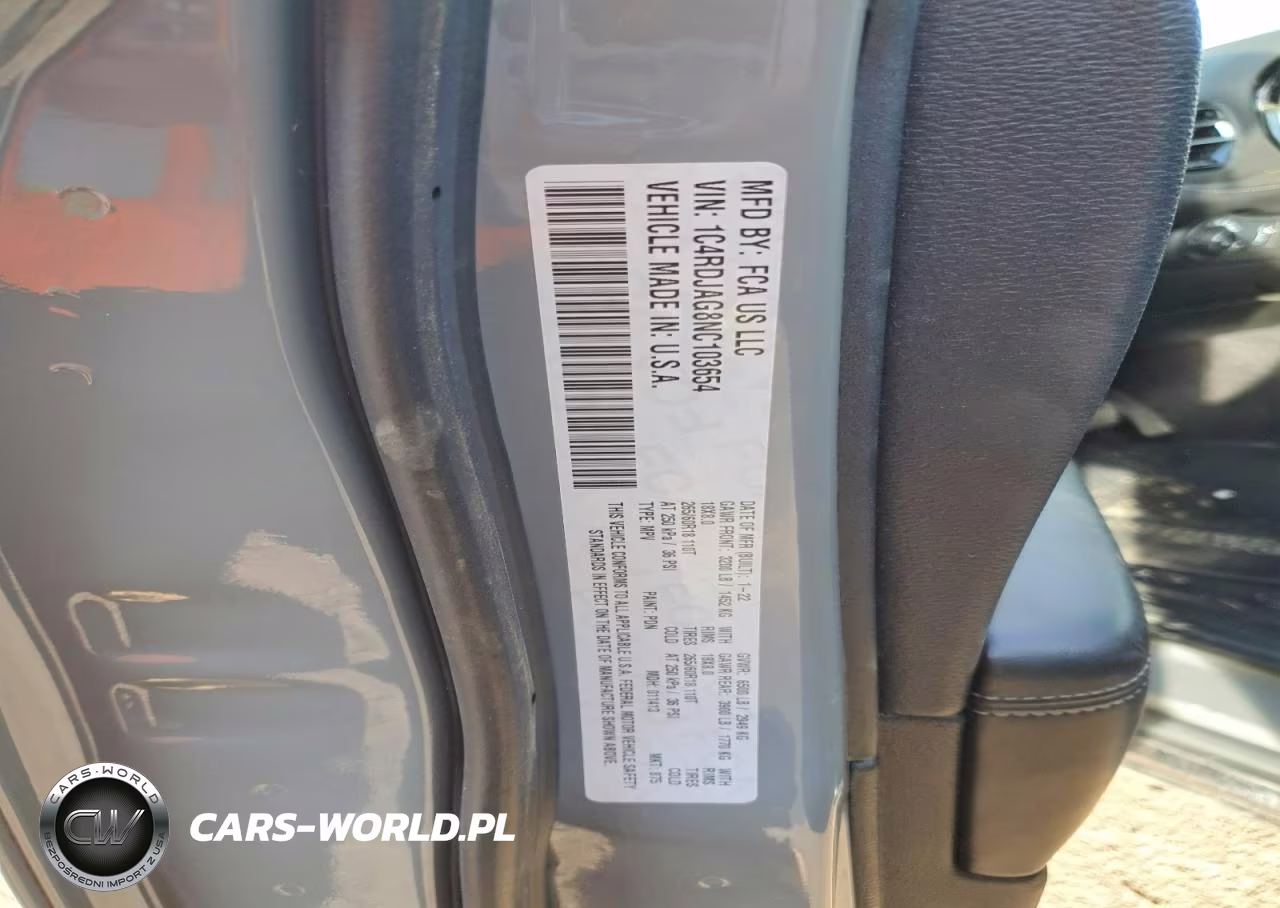 2022 Dodge Durango Sxt VIN:1C4RDJAG8NC103654 - 13