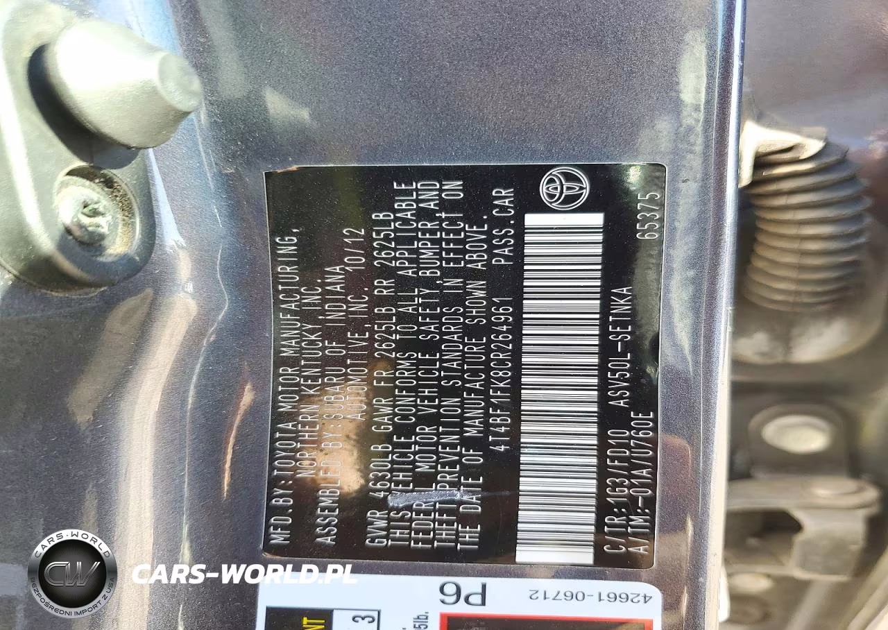 2012 Toyota Camry Le VIN:4T4BF1FK8CR264961 - 12