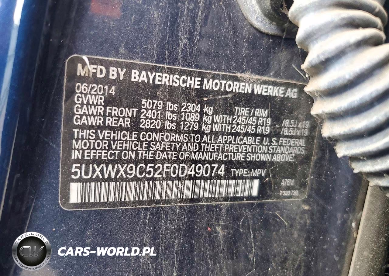2015 BMW X3 xDrive28I VIN:5UXWX9C52F0D49074 - 13