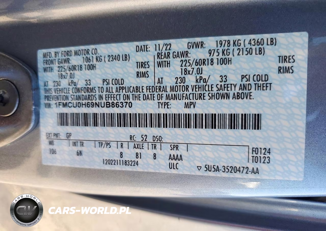 2022 Ford Escape Sel VIN:1FMCU0H69NUB86370 - 13