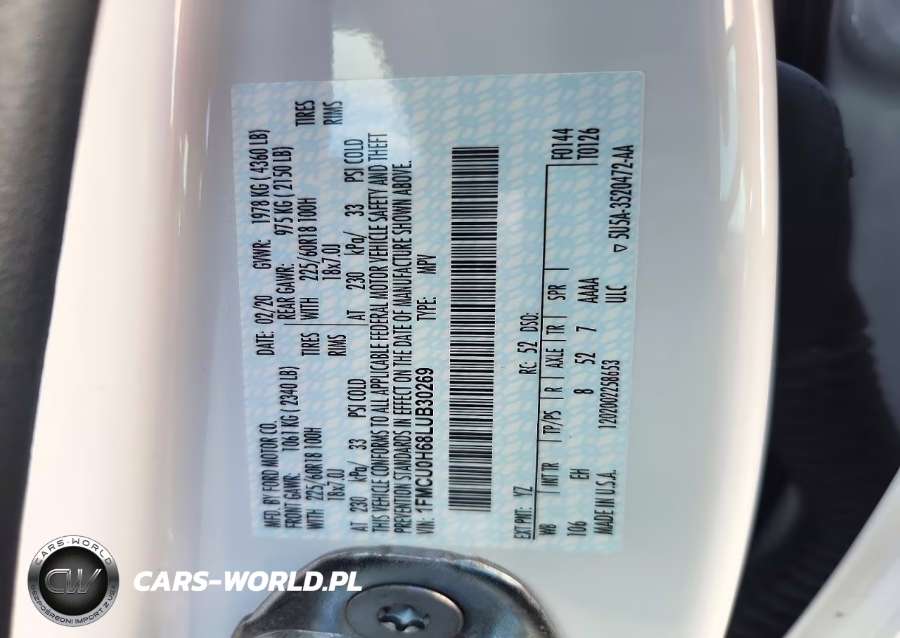 2020 Ford Escape Sel VIN:1FMCU0H68LUB30269 - 12