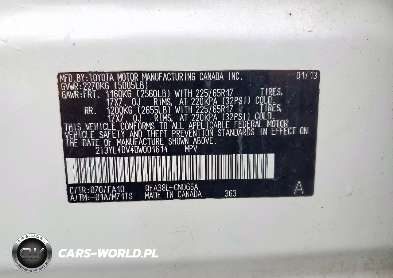 2013 Toyota Rav4 Ev Base VIN:2T3YL4DV4DW001614 - 13