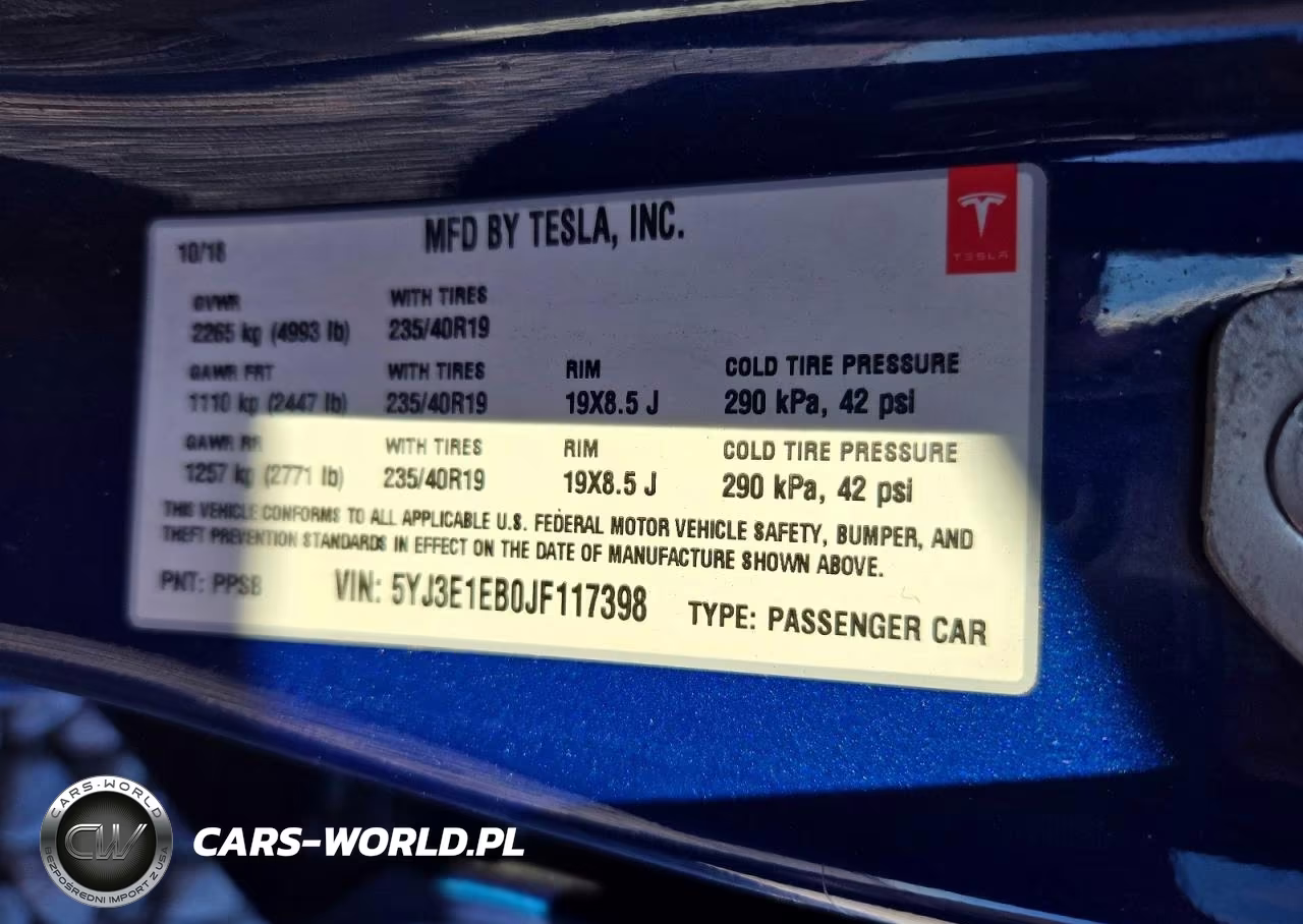 2018 Tesla Model 3 VIN:5YJ3E1EB0JF117398 - 13
