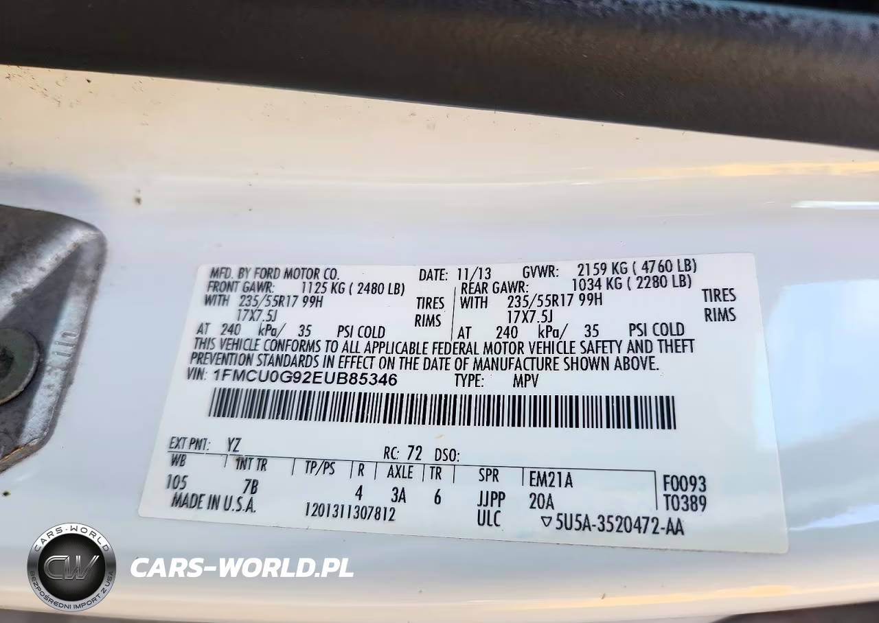 2014 Ford Escape Se VIN:1FMCU0G92EUB85346 - 16