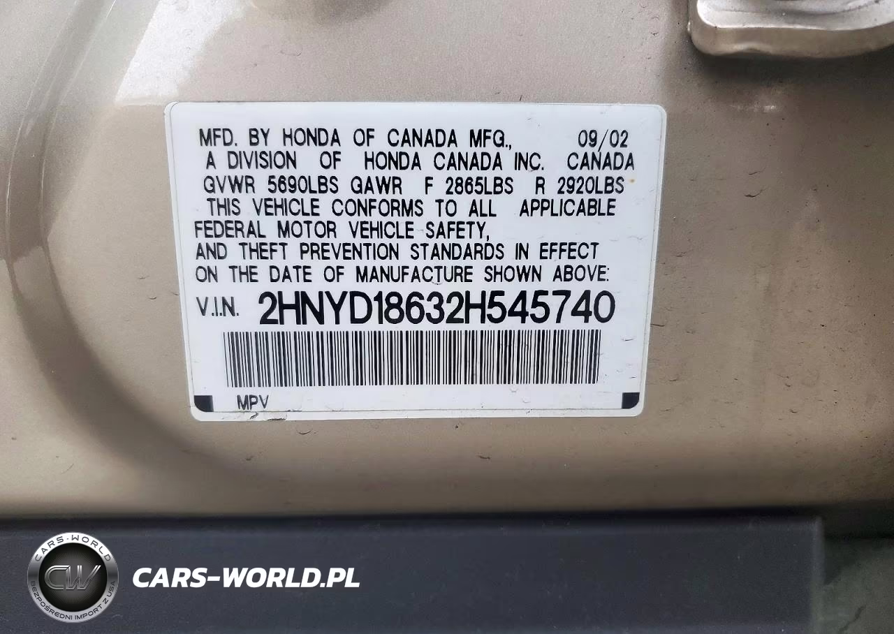 2002 Acura Mdx Touring VIN:2HNYD18632H545740 - 13