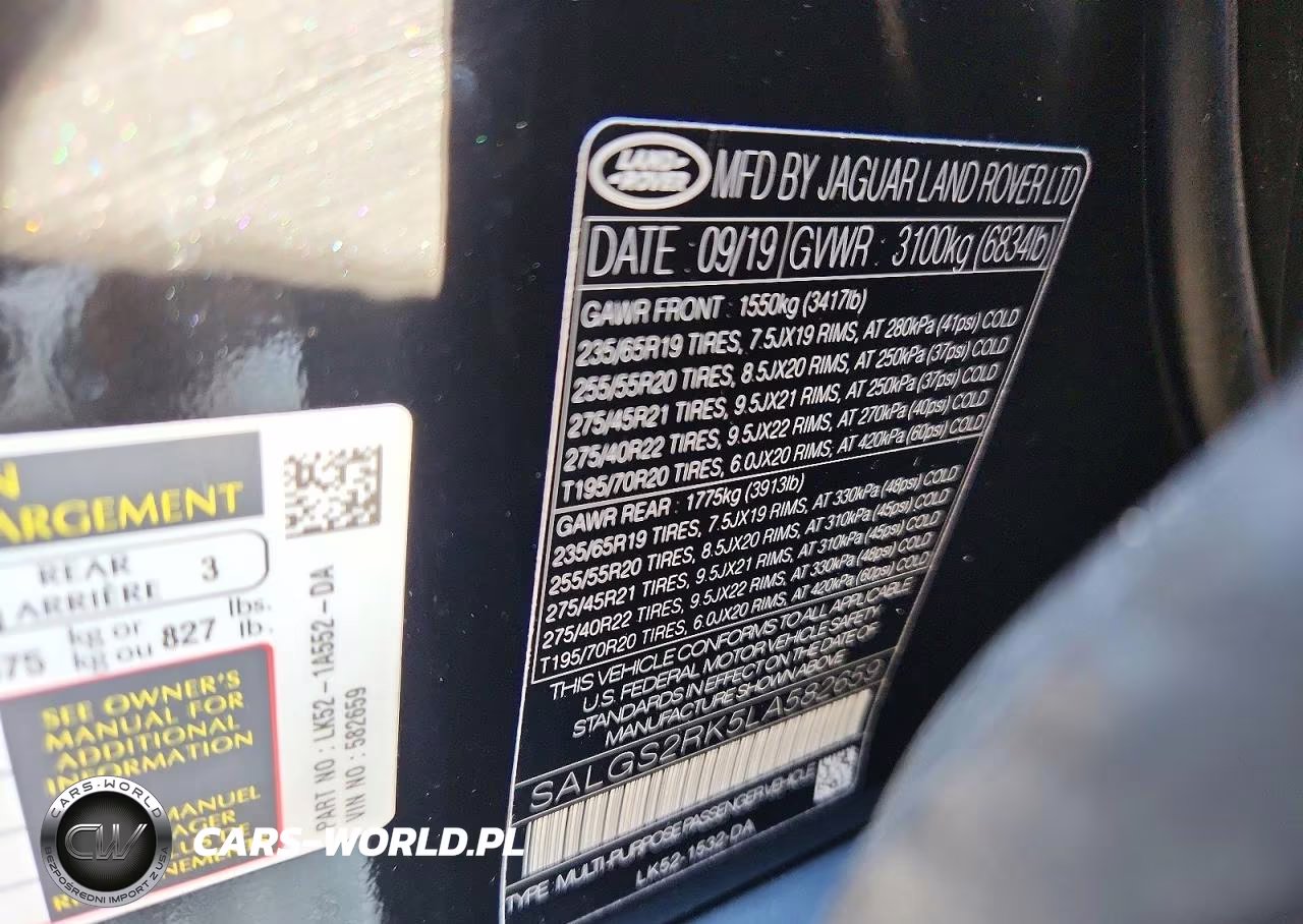 2020 Land Rover Range Rover Hse VIN:SALGS2RK5LA582659 - 13