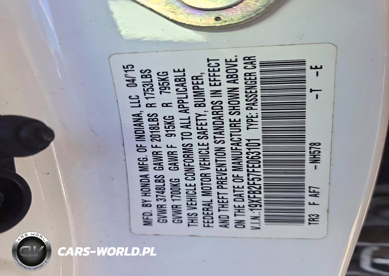 2015 Honda Civic Lx VIN:19XFB2F57FE063101 - 12