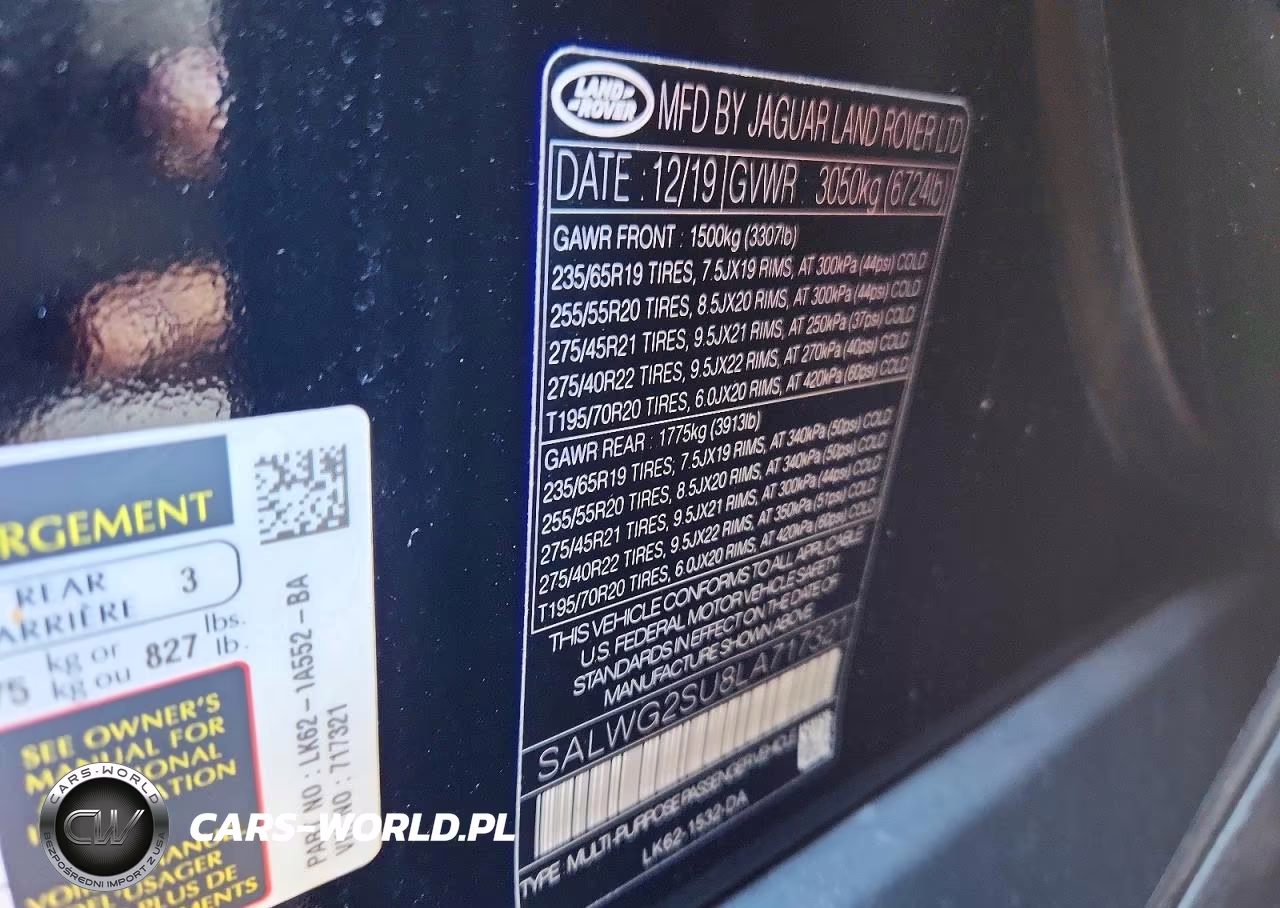 2020 Land Rover Range Rover Sport Se VIN:SALWG2SU8LA717321 - 13