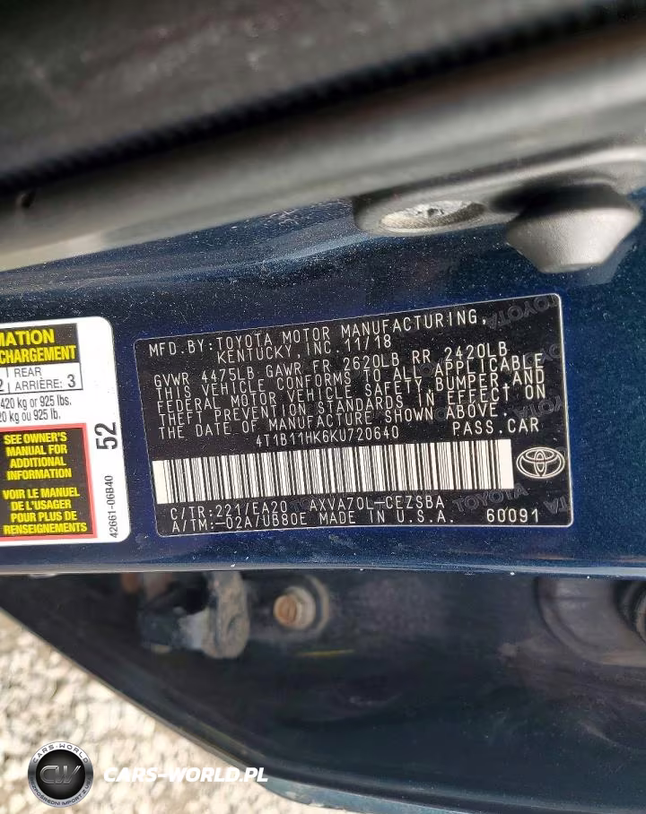 2019 Toyota Camry Se VIN:4T1B11HK6KU720640 - 12