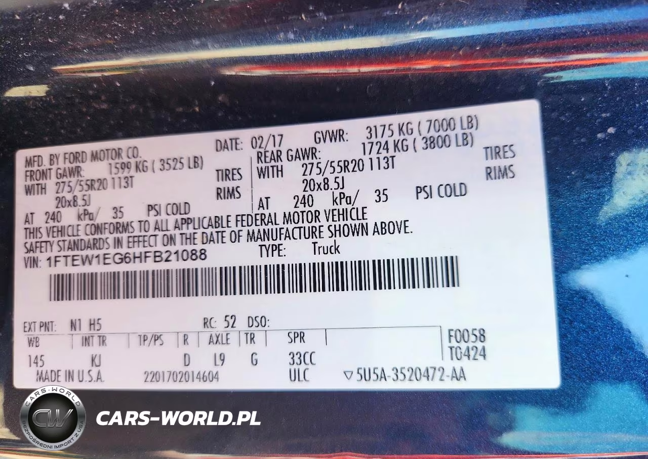 2017 Ford F150 Supercrew VIN:1FTEW1EG6HFB21088 - 13