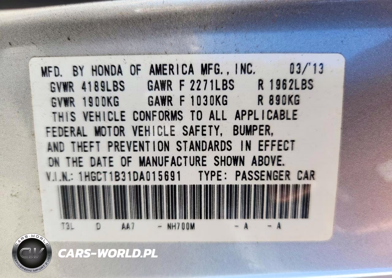 2013 Honda Accord Lx-S VIN:1HGCT1B31DA015691 - 12