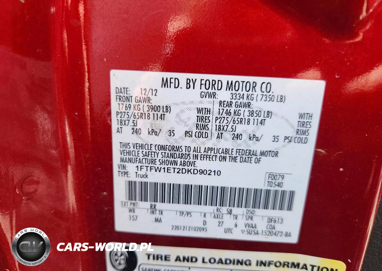2013 Ford F150 Supercrew VIN:1FTFW1ET2DKD90210 - 12