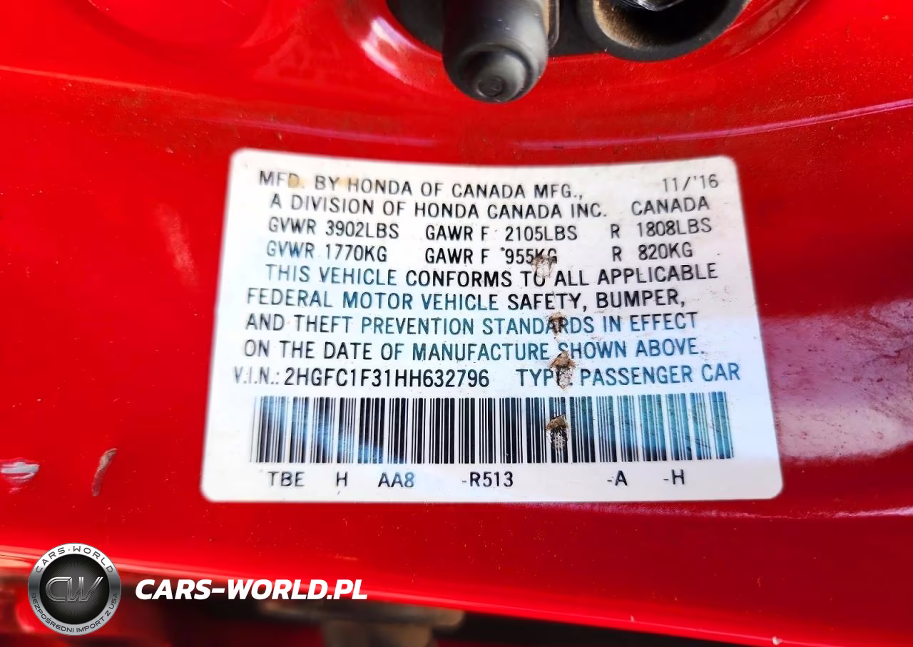 2017 Honda Civic Ex VIN:2HGFC1F31HH632796 - 13