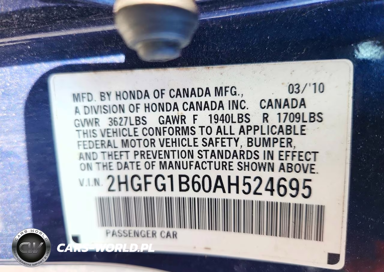 2010 Honda Civic Lx VIN:2HGFG1B60AH524695 - 14