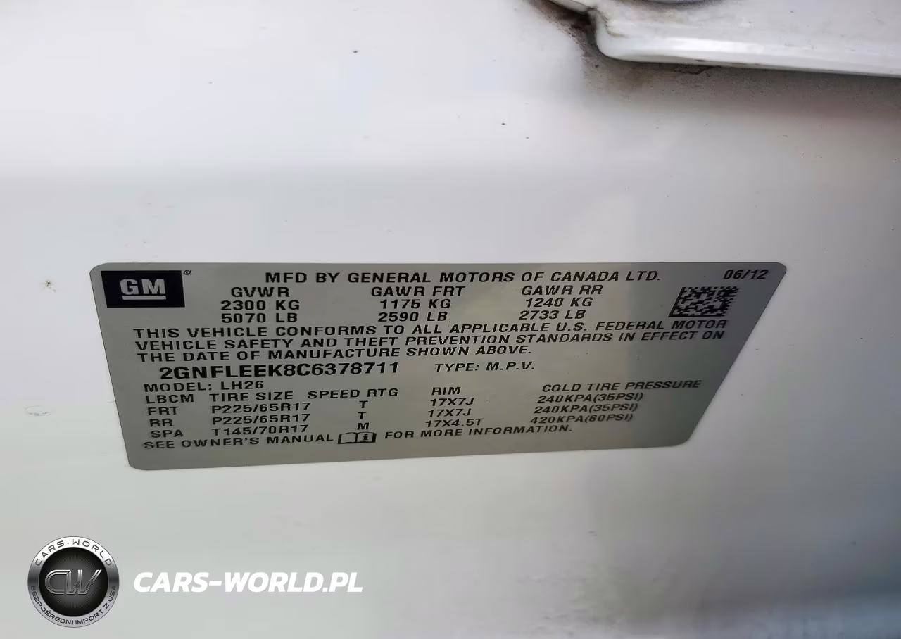 2012 CHEVROLET EQUINOX LT VIN:2GNFLEEK8C6378711 - 13
