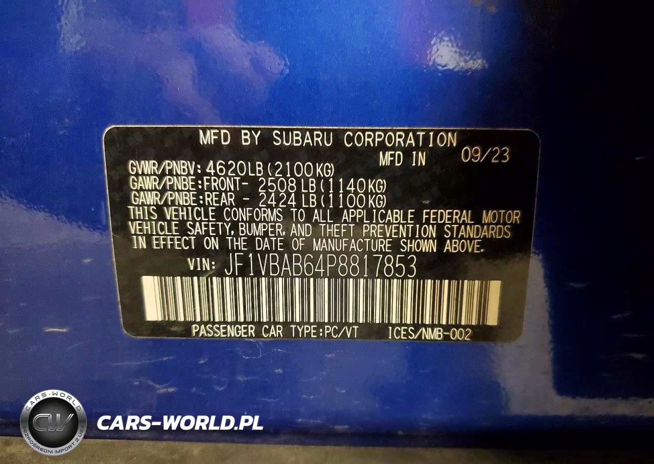 2023 Subaru Wrx VIN:JF1VBAB64P8817853 - 13