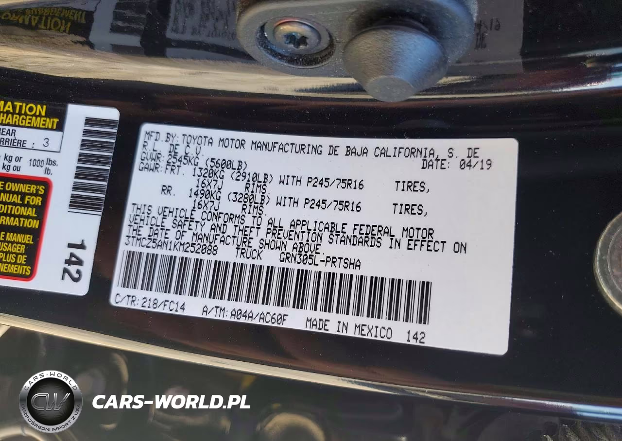 2019 Toyota Tacoma Sr5 V6 VIN:3TMCZ5AN1KM252088 - 12