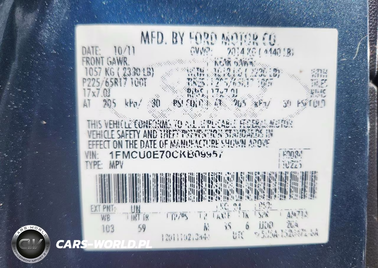 2012 Ford Escape Limited VIN:1FMCU0E70CKB09957 - 13