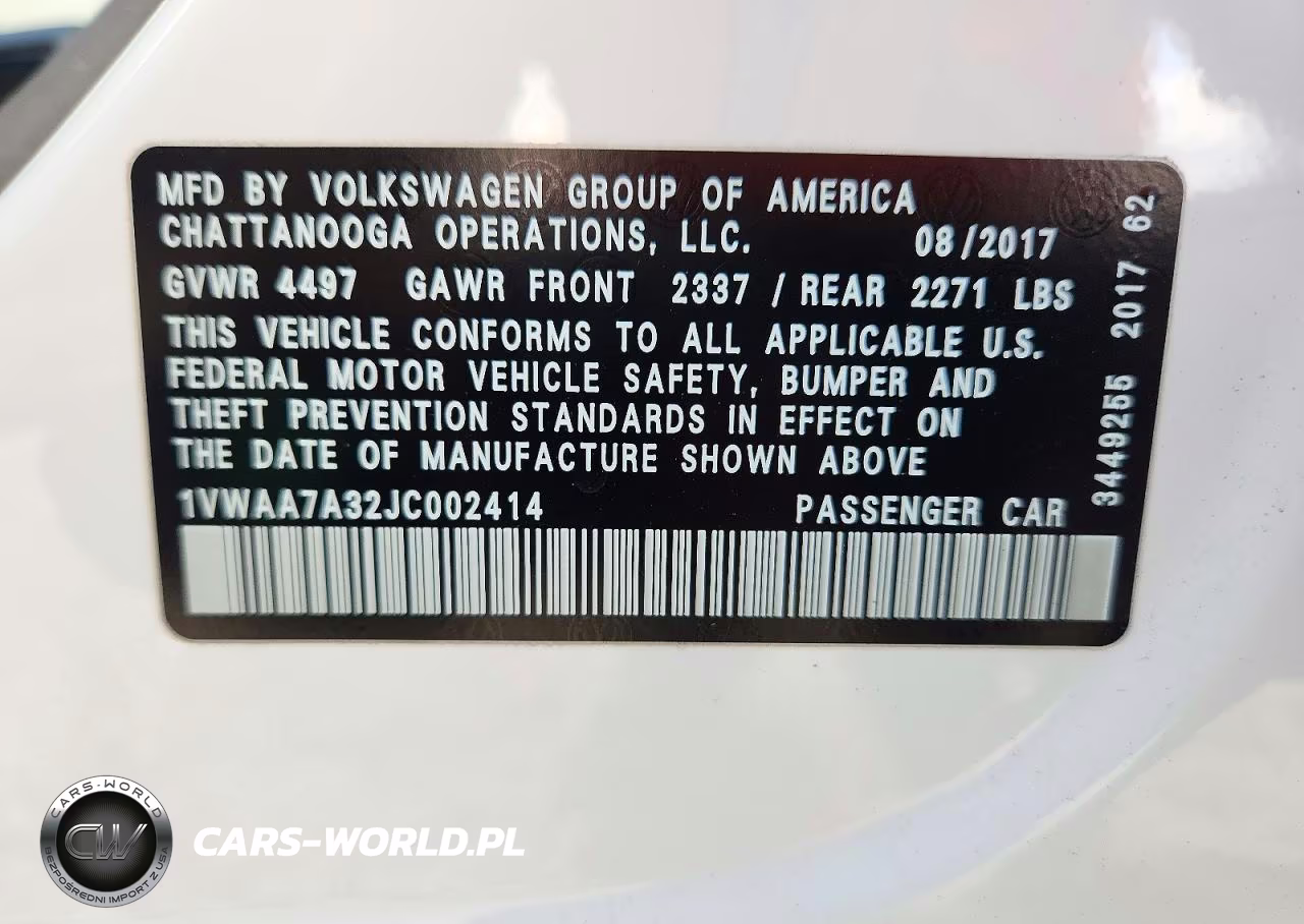 2018 Volkswagen Passat S VIN:1VWAA7A32JC002414 - 12