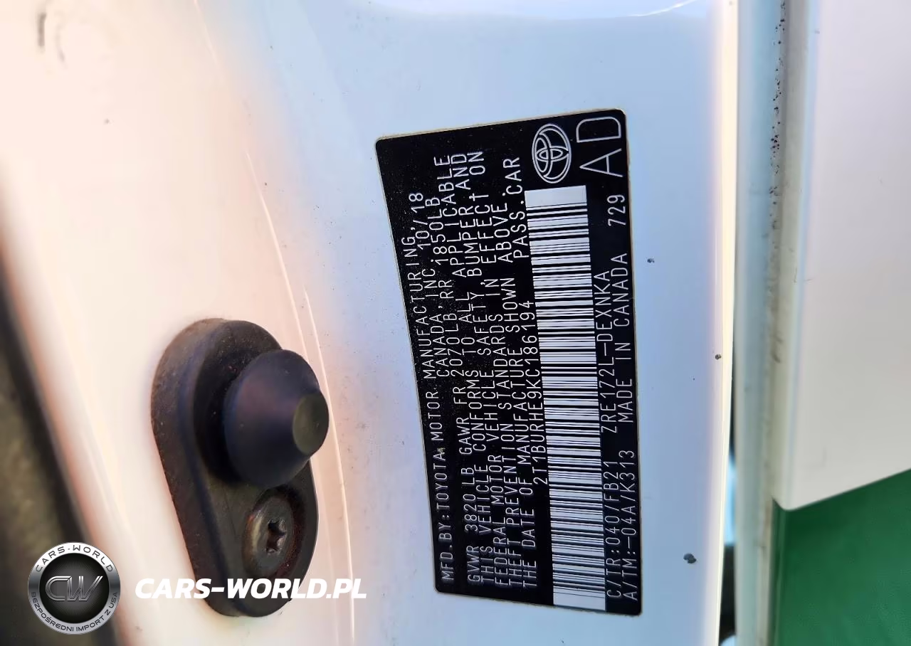 2019 Toyota Corolla Le VIN:2T1BURHE9KC186194 - 12