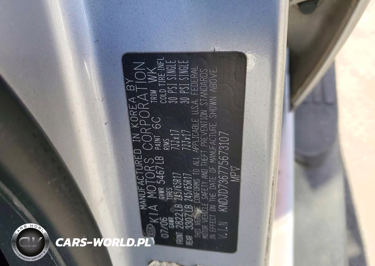 2007 Kia Sorento Base VIN:KNDJD736775673107 - 12