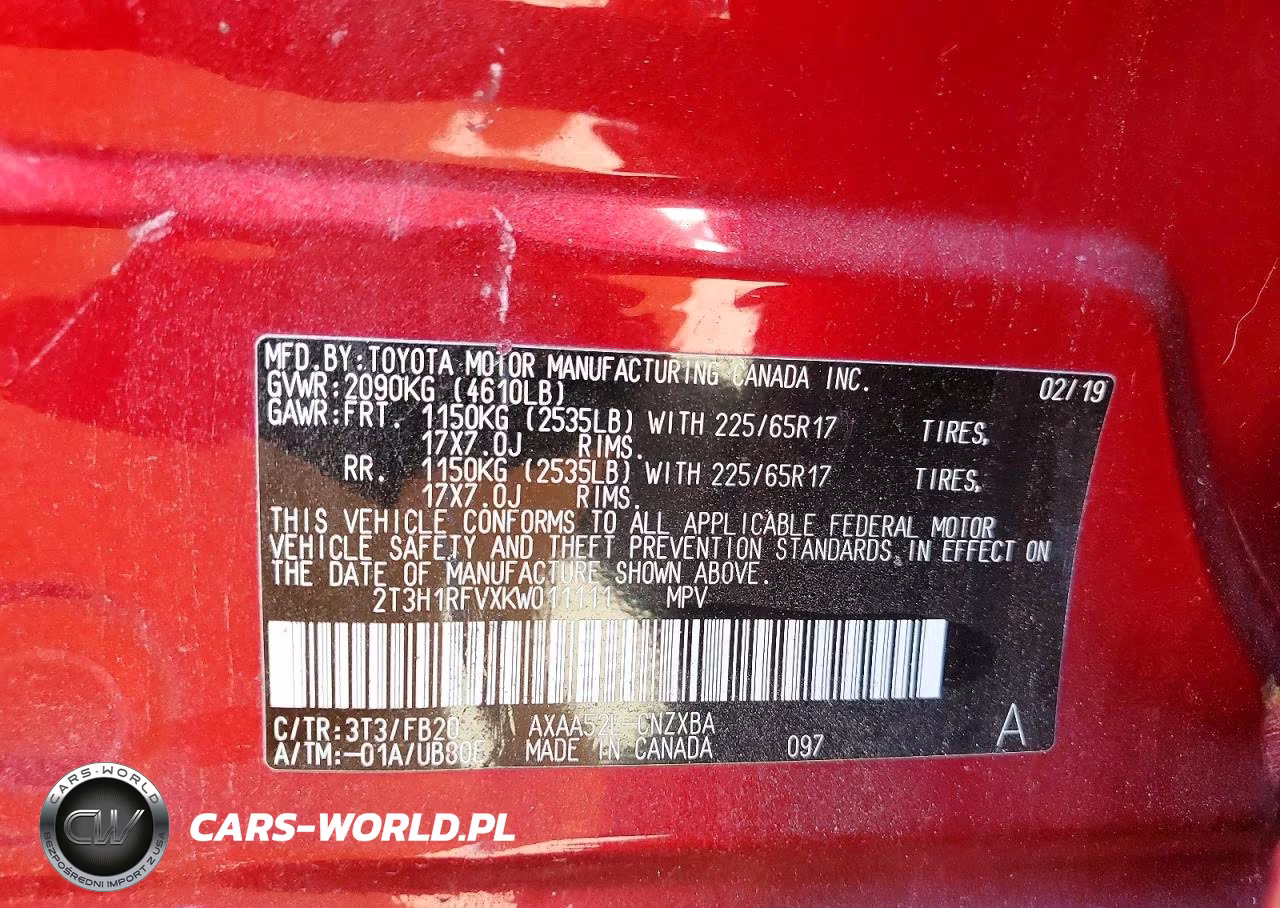 2019 Toyota Rav4 Le VIN:2T3H1RFVXKW011111 - 13