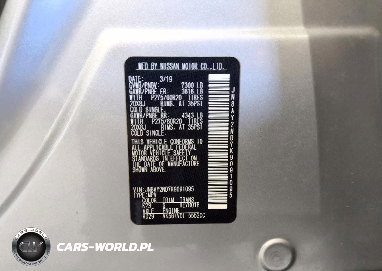 2019 Nissan Armada Sl VIN:JN8AY2ND7K9091095 - 13
