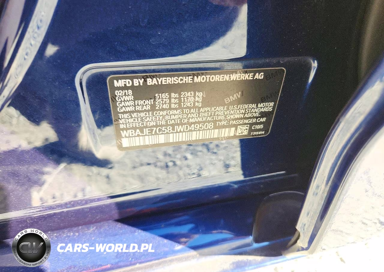 2018 BMW 540 Xi VIN:WBAJE7C58JWD49508 - 12