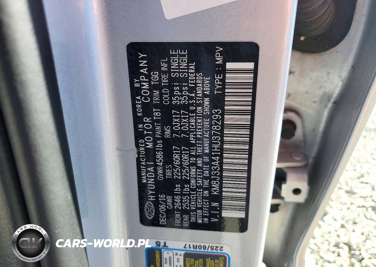 2017 Hyundai Tucson Se VIN:KM8J33A41HU378293 - 13