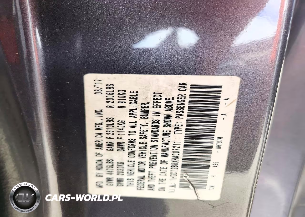 2017 Honda Accord Exl VIN:1HGCT2B8XHA007211 - 12