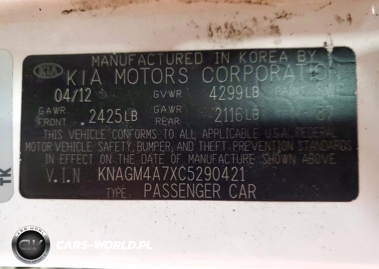 2012 Kia Optima Lx VIN:KNAGM4A7XC5290421 - 12